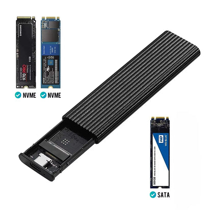 M2 SSD Case Enclosure Dual Protocol M.2 SATA NVME to USB Adapter 10Gbps USB3.1 Gen2 USB C External Box Support 2230-2280 M.2 SSD