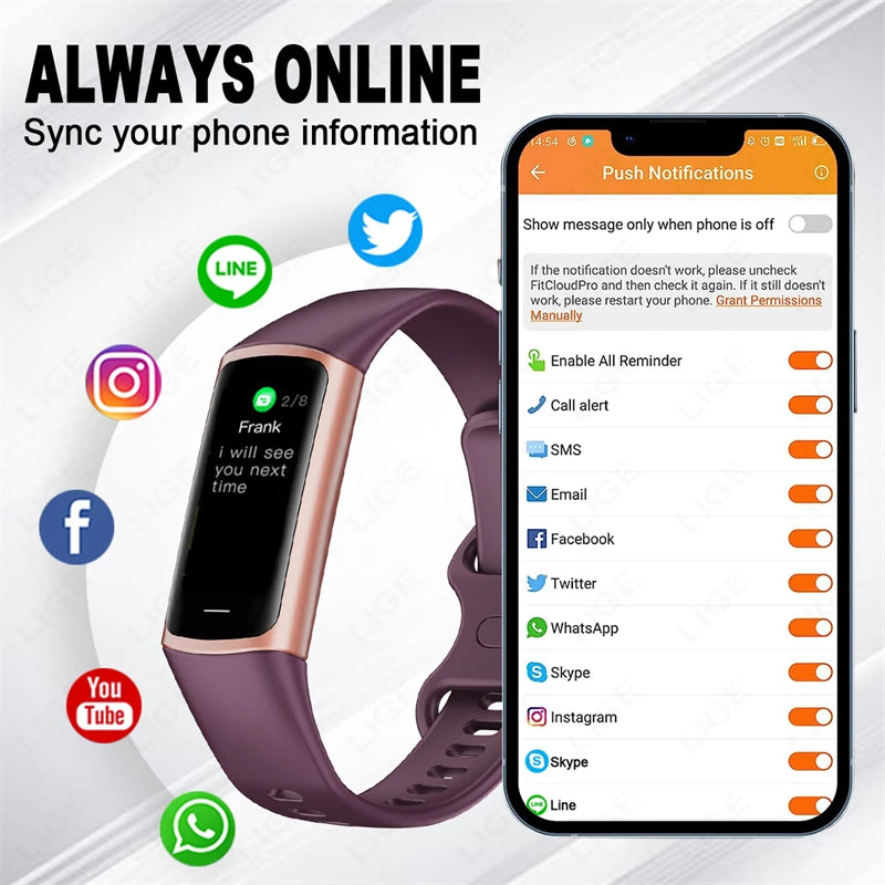2025 Sport Smart Bracelet Fitness Tracker for Man Women Band Waterproof Connected Phone Tracker Men Smart Watch for Android Ios