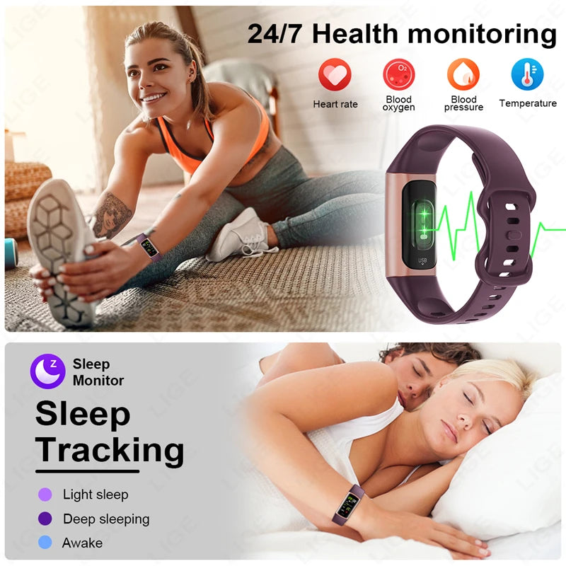 2025 Sport Smart Bracelet Fitness Tracker for Man Women Band Waterproof Connected Phone Tracker Men Smart Watch for Android Ios