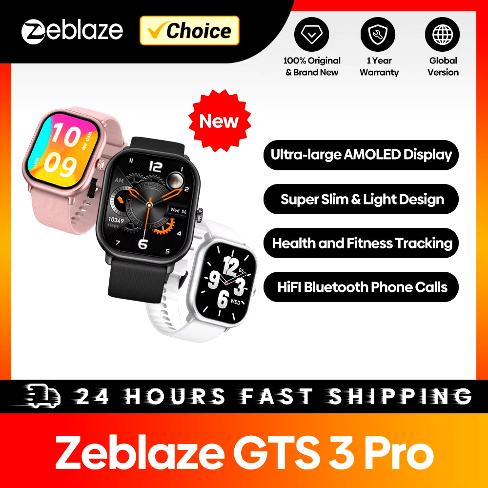 New  GTS 3 Pro Voice Calling Smart Watch Ultra-Big HD AMOLED Screen Health and Fitness Tracking Smartwatch for Men Women