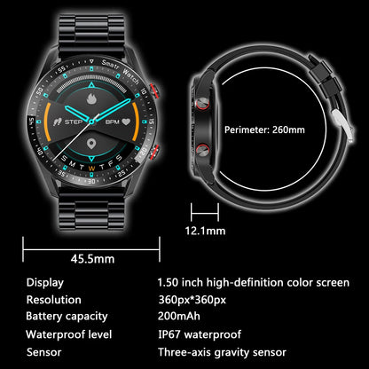 2024 New Bluetooth Call Smart Watch Men 360*360 HD Display Heart Rate Fitness Tracker ECG+PPG Business Smartwatches for Huawei