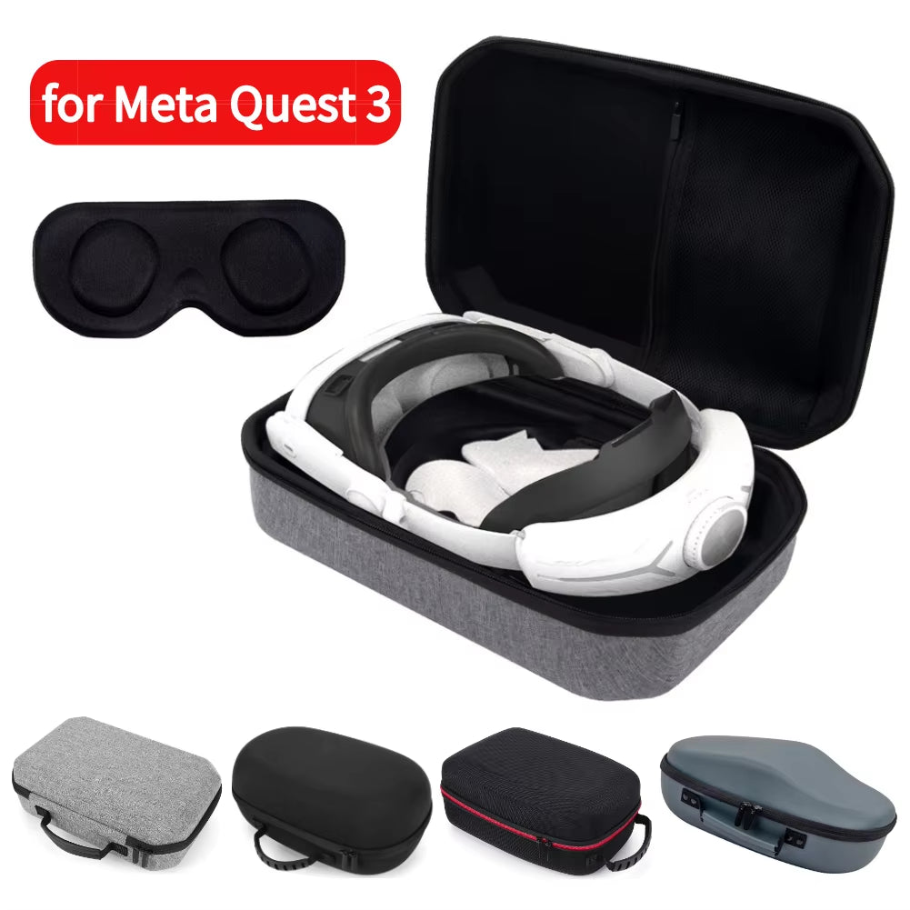 Hard Carry Case with Lens Cover Waterproof Travel Home Storage Bag Mesh Pocket for  Quest 3 VR Headset Game Controller