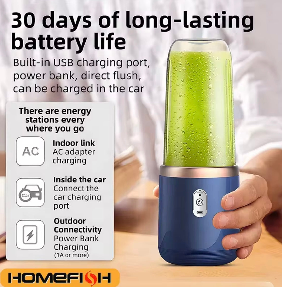 Portable Rechargeable Smoothie Blender – 2025 Model