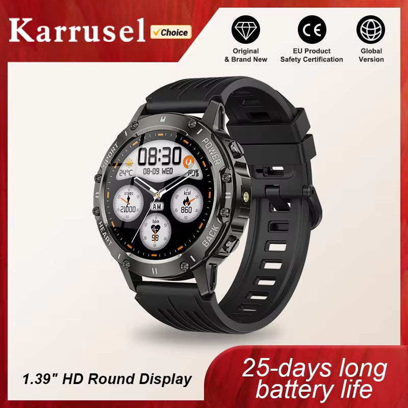 Outdoor Waterproof Smart Watch with Flashlight Health Monitoring Exercise Tracking Bluetooth Call Voice Assistant Android Apple