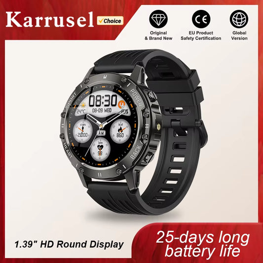 Outdoor Waterproof Smart Watch with Flashlight Health Monitoring Exercise Tracking Bluetooth Call Voice Assistant Android Apple