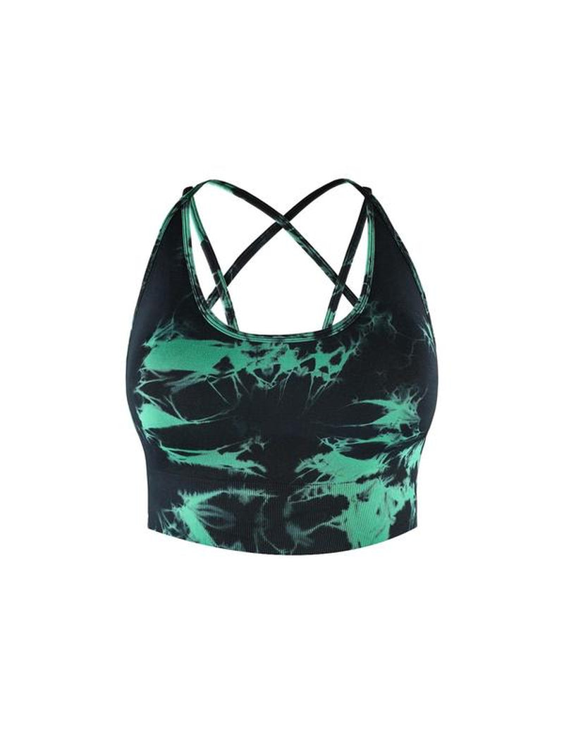 Plus Size Printed Tie Dye Sports Bra