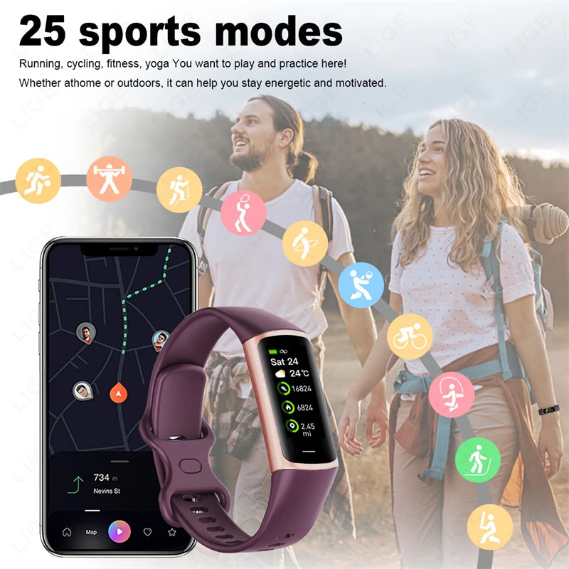 2025 Sport Smart Bracelet Fitness Tracker for Man Women Band Waterproof Connected Phone Tracker Men Smart Watch for Android Ios