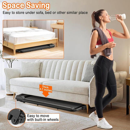 2-In-1 Portable Treadmill with Handle for Home & Office Use